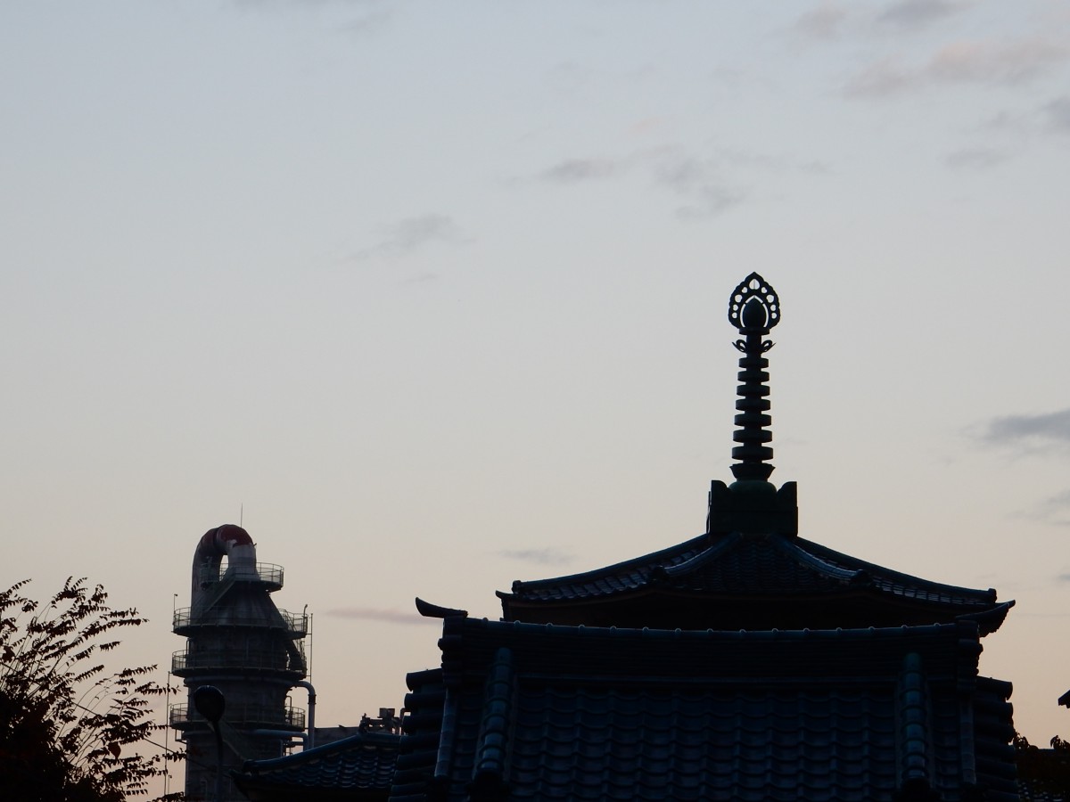 雨上がり、夕暮れのお寺へ